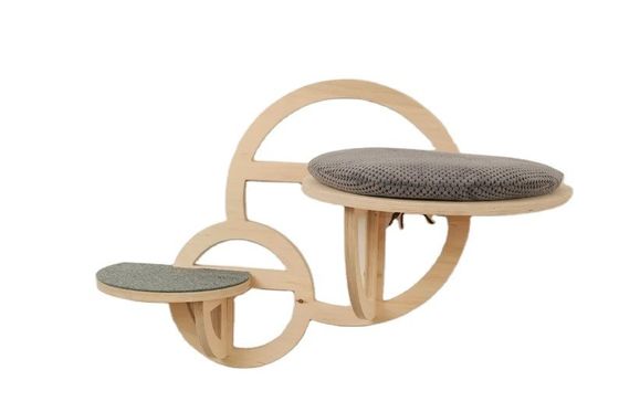 Mobiliário de gato moderno Parede de trepadeira de gato de madeira com escada e serigrafia