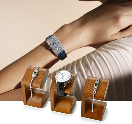 Single Wrist Acacia Wood Watch Display Stand Vitrine de madeira com impressão em serigrafia