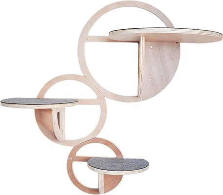 Prateleiras de gato montadas em parede de madeira Conjunto de 3 casas de gatos sustentáveis para gatos de madeira contraplacada de pinho