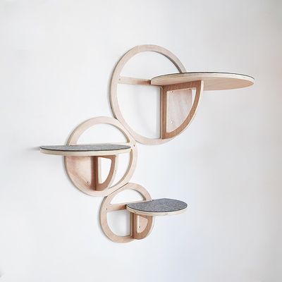 Prateleiras de gato montadas em parede de madeira Conjunto de 3 casas de gatos sustentáveis para gatos de madeira contraplacada de pinho