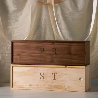 Exquisita Caixa de Vinho de Madeira de Noz Caixa de Madeira para Presente de Casamento Caixa de Vinho de Pinheiro Champagne