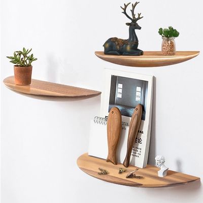 Pacote de presente Conjunto de 3 prateleiras flutuantes de madeira de acácia para sala de estar quarto casa de campo