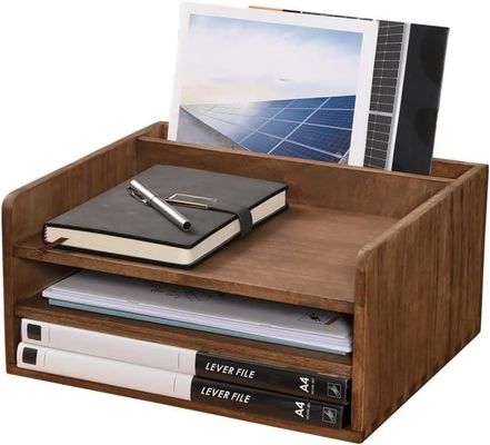 Organizador de bandeja de armazenamento de pasta de arquivos de desktop de madeira