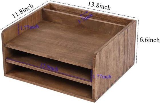 Organizador de bandeja de armazenamento de pasta de arquivos de desktop de madeira