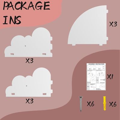 Encomenda personalizada aceita Prateleira de exibição de parede de canto de nuvem de madeira para organização de artesanato