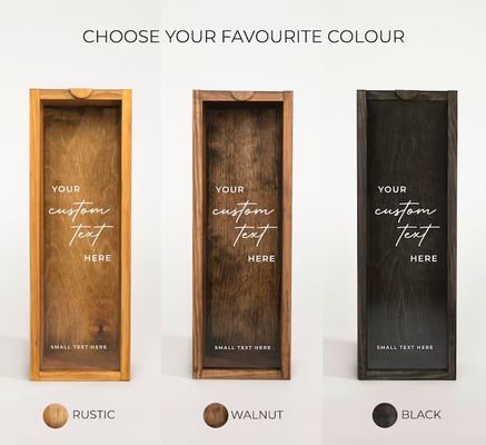 Caixa de vinho de madeira retangular gravada Caixa de garrafa personalizada