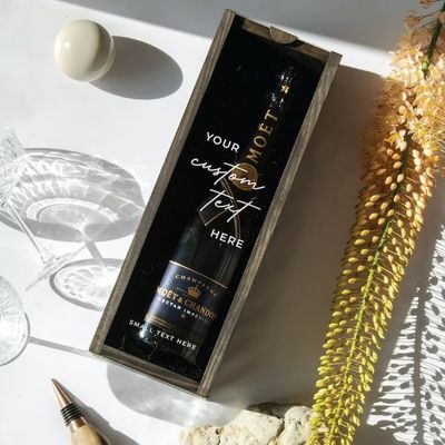 Caixa de vinho de madeira retangular gravada Caixa de garrafa personalizada
