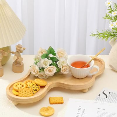 202407 Taça decorativa de madeira suporte de pedestal de madeira irregular para decoração do lar