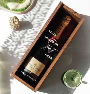 Caixa de vinho de madeira retangular gravada Caixa de garrafa personalizada