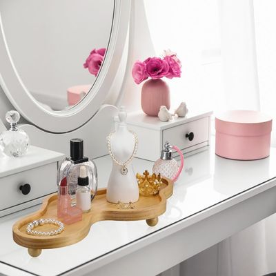 202407 Taça decorativa de madeira suporte de pedestal de madeira irregular para decoração do lar