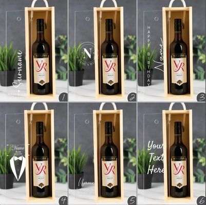 Caixa de vinho de madeira feita à mão com gravura a laser personalizada e tampa deslizante personalizada