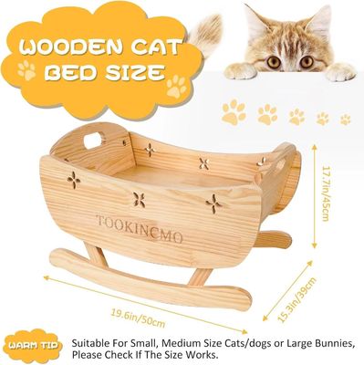 Cama de gato de madeira elevada com esteira macia removível Cama de balanço Cama elevada de treinamento de cães