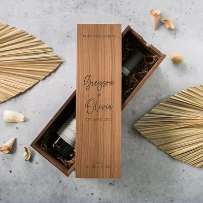 Caixa de champanhe para noivado e casamento 35x11x11cm