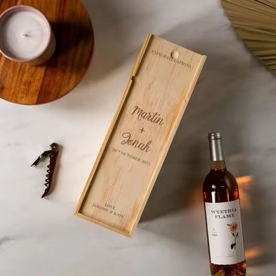 Caixa de champanhe para noivado e casamento 35x11x11cm