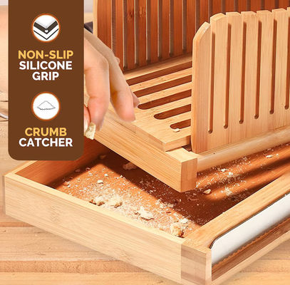 Máquina de cortar pão de madeira doméstica com faca 3 opções de espessura Ferramenta de cortar bambu dobrável