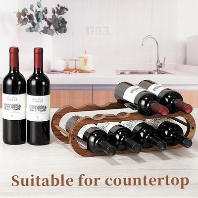 Acacia 2 Tier Rack de vinho feito à mão e organizador de garrafas de água para gabinete