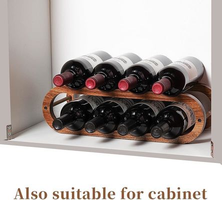 Acacia 2 Tier Rack de vinho feito à mão e organizador de garrafas de água para gabinete