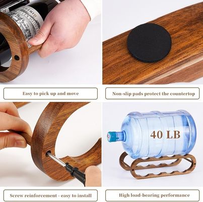 Acacia 2 Tier Rack de vinho feito à mão e organizador de garrafas de água para gabinete