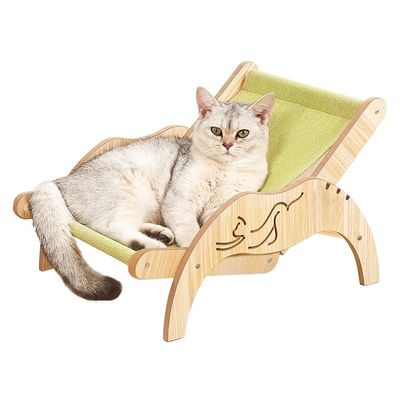 202407 Lounger aconchegante de gato interior Cadeira de gato de madeira ajustável com impressão com laser