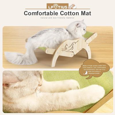 202407 Lounger aconchegante de gato interior Cadeira de gato de madeira ajustável com impressão com laser