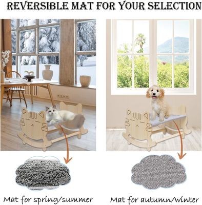 Maca para gato com duas tampas removíveis e quadro de madeira elevado Logotipo personalizado aceitável