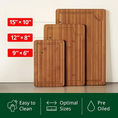 Extra Large 3 Pcs Craft Wood Cutting Boards para cozinha Prep Refeição Quadrado 16 x 1,8 x 12 polegadas