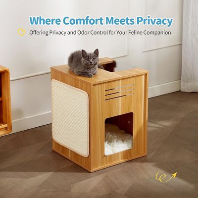 Gatos de interior Casa de gato grande com raspadinha Logotipo personalizado Aceitável madeira maciça