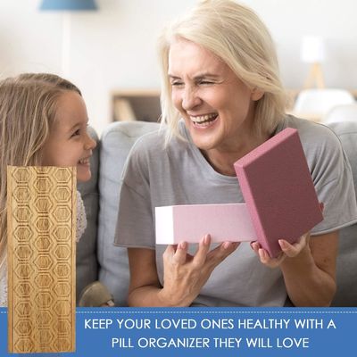 Acacia Madeira 7 Dias Semanal de pílulas Caixa de pílulas Organizador de vitaminas Suplementos diários Recipiente de pílulas