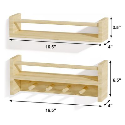 Gavetas de madeira Estante de livros de madeira natural Estantes montados na parede para armazenamento de decoração de berçário
