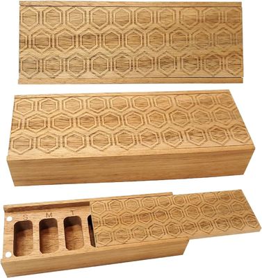 Acacia Madeira 7 Dias Semanal de pílulas Caixa de pílulas Organizador de vitaminas Suplementos diários Recipiente de pílulas