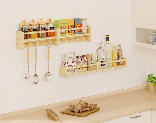 Gavetas de madeira Estante de livros de madeira natural Estantes montados na parede para armazenamento de decoração de berçário