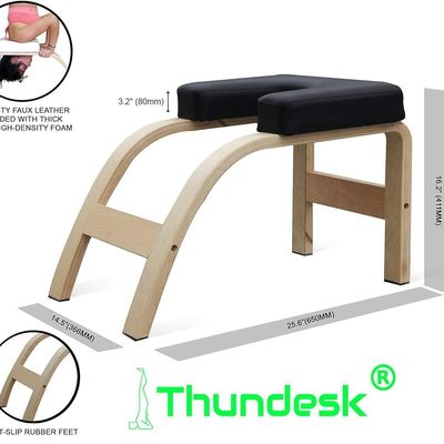 Balance Training Yoga Inversion Bench Estilo rústico com material de madeira e apoio de cabeça
