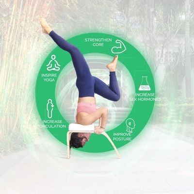 Balance Training Yoga Inversion Bench Estilo rústico com material de madeira e apoio de cabeça