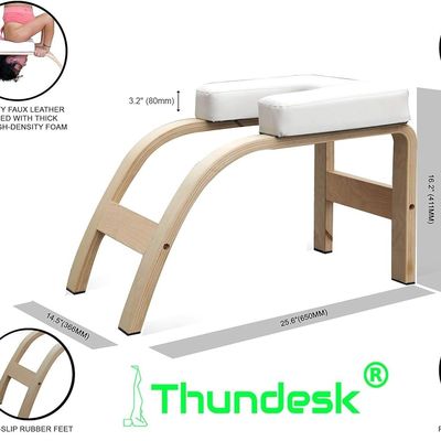 Balance Training Yoga Inversion Bench Estilo rústico com material de madeira e apoio de cabeça