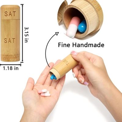 Caixa de pílulas de design ecológico para vitaminas pílulas e suplementos em caixa de bambu