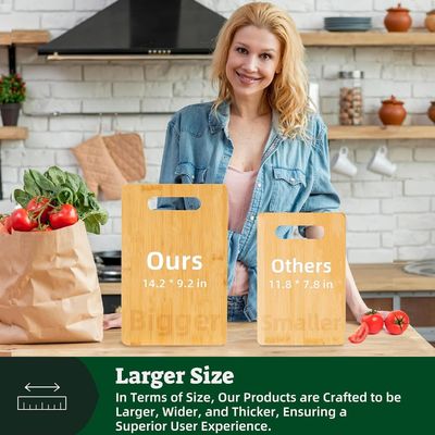 Tabela de corte de bambu personalizada com alça e função de preservação de óleo sustentável