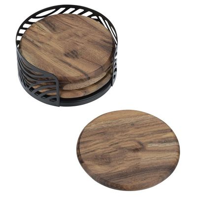 Sustentável 4 peças de madeira de acácia coasters conjunto personalizado para xícaras de chá absorvente de água