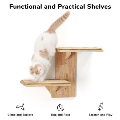 Cães de Treinamento Estantes de Parede 2 Plataforma Mobiliário de Gato Forma de Árvore Prateleira Flutuante com Sisal Mat