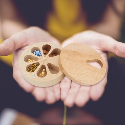 Caixa de 7 dias de organização de pílulas de madeira para medicamentos