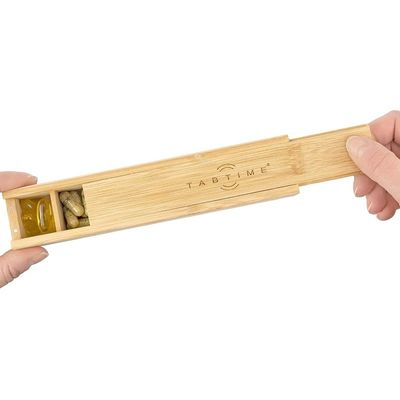 OEM/ODM aceitável Organizador de comprimidos de madeira personalizado de 7 dias para vitaminas e suplementos