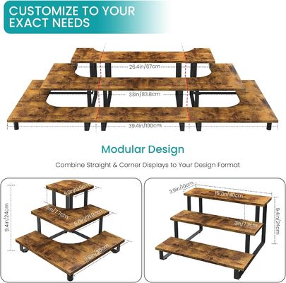 All-Season Madeira 3 Step Display Riser Stand Bambú Directo Display Rack para Varejo