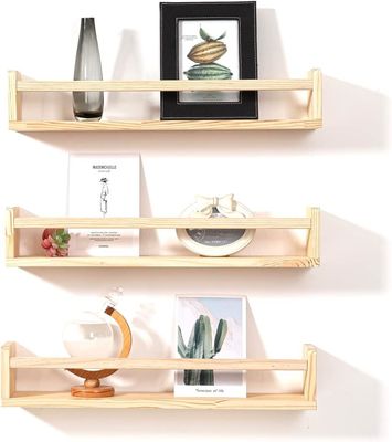 Customização de cores de madeira maciça porta-mãos de armazenamento prateleiras de parede de madeira para decorações de livros