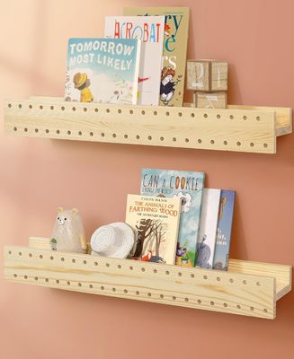 Livraria de parede de madeira natural