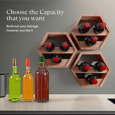 3 garrafas Acacia Wine Bottle Holder Estilo de armazenamento de vinho em casa Encomenda personalizada aceita