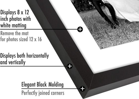 Logotipo personalizado de madeira tamanho 12X16 8X12 quadro de imagem com estofado e vidro resistente a rupturas