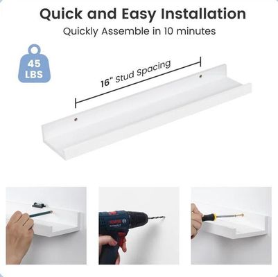 Móveis de sala de estar 2 peças de madeira maciça Prateleiras flutuantes para exibição de parede minimalista