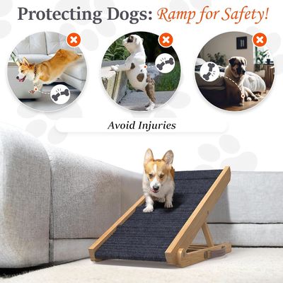 Rampam de madeira ajustável para cães para sofá pinheiros impressão a laser de madeira gravura capa removível