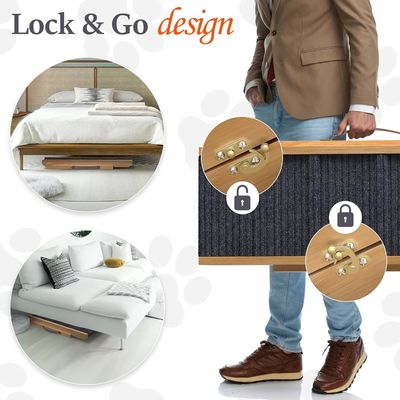 Rampam de madeira ajustável para cães para sofá pinheiros impressão a laser de madeira gravura capa removível