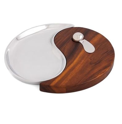 13 polegadas de madeira de acácia e liga de metal Cheese Board Set perfeito para entretenimento em casa