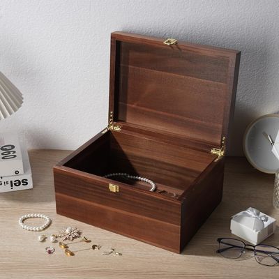 Caixa de armazenamento de madeira de laminagem brilhante com tampa Competitive 11x 8.9x4.9